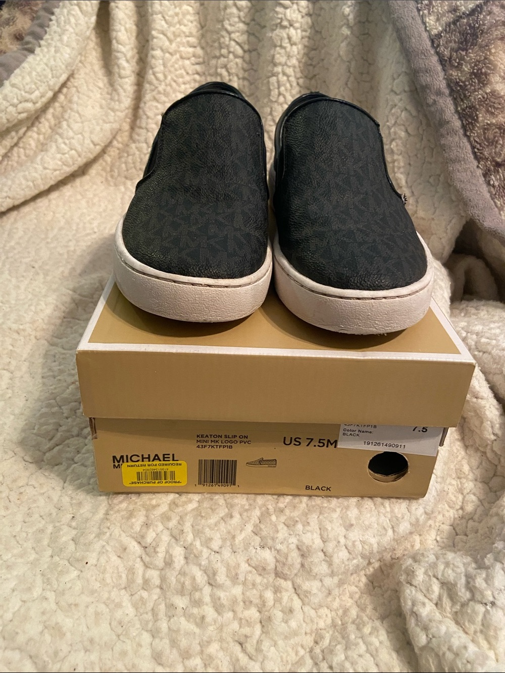 Michael Kors Black Slip-On Keaton Loafers with Signature MK Print